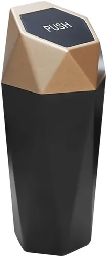Papelera para coche, mini contenedor de basura portátil de plástico con tapa, portabasuras para automóvil con diseño de diamante a prueba de fugas,