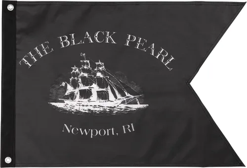 The Black Pearl Bandera Newport Rhode Island - Logotipo de barco alto, decoración de bandera negra