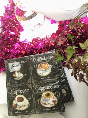 Miniatura 4 de Servilletas de café de 20 unidades, servilletas de papel decorativas en blanco y negro para decoupage, servilletas de papel de otoño, servilletas