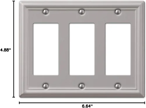 Miniatura 5 de Amerelle 149RRRBN Triple Rocker-GFCI - Placa de pared, níquel cepillado cepillado níquel