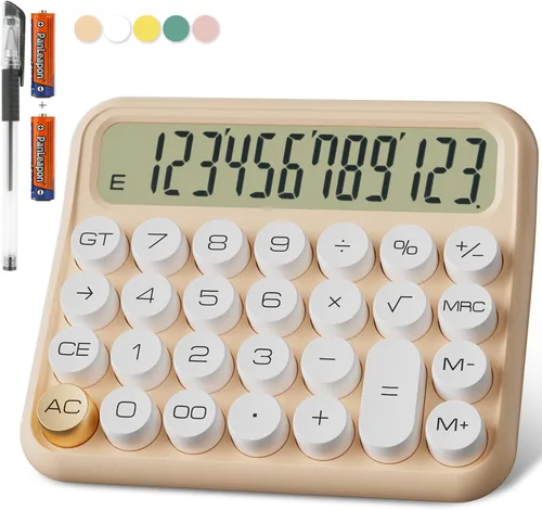 Miniatura 15 de DECKLIT Calculadora de escritorio con batería, pantalla LCD extra grande de 12 dígitos, botones grandes fáciles de presionar, pantalla de Rosa