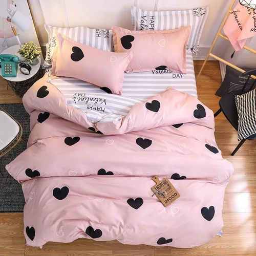 Miniatura 26 de Funda de Edredón Rosa Tamaño Queen para Niñas con Rayas Blancas, Juego de Ropa de Cama Decorativa, Funda de Edredón de Estilo Simple y Moderno