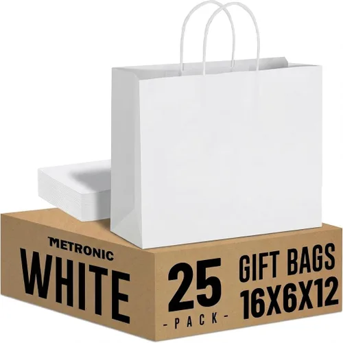 Miniatura 21 de METRONIC Bolsas de papel marrón de 10 x 5 x 13 pulgadas, 50 unidades, bolsas de regalo de papel kraft de tamaño mediano con asas, bolsa de papel