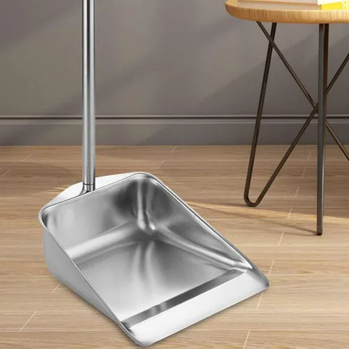 Miniatura 3 de DOITOOL Sartén de acero inoxidable resistente con mango largo, palas de basura verticales para vestíbulo, recogedor de polvo para el hogar, oficina
