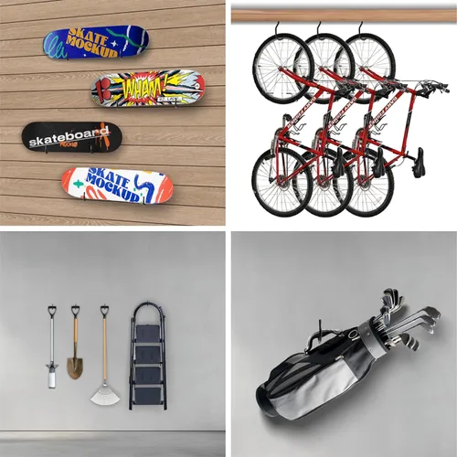 Miniatura 3 de Sinoer Paquete de 8 ganchos resistentes para bicicleta, gancho de almacenamiento con tornillo, para organización y almacenamiento de pared y techo
