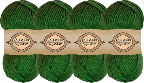 Miniatura 23 de Estako Megastar, 3.52 Oz (100g) de hilo de acrílico 75% y lana 25%, suave, peso grueso voluminoso #5 para crochet y tejer 120 yardas (110m)