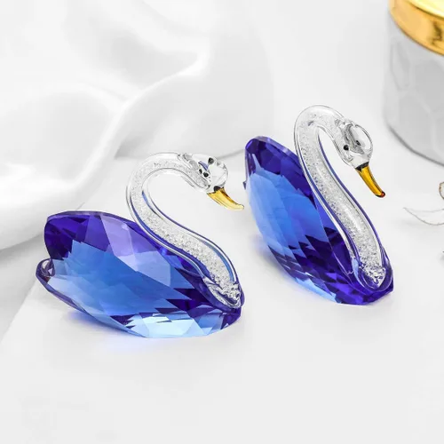 Miniatura 4 de Figura decorativa de cisne de cristal para pareja, decoración del hogar, decoración hecha a mano, decoración de cisne, adorno de cristal, Azul