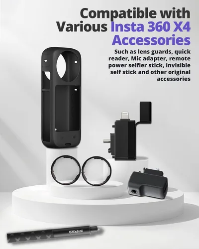 Miniatura 3 de Funda protectora de silicona para Insta 360 X4/X5 con tapa de lente, protector de pantalla para accesorios Insta 360 X4, kit de accesorios