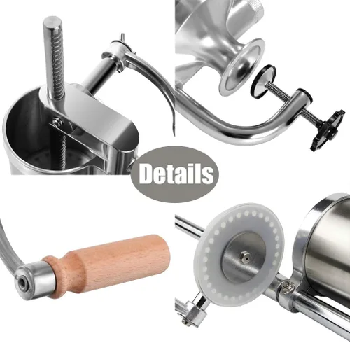 Miniatura 4 de Meao Máquina casera de relleno de salchichas - Máquina de salchichas vertical de acero inoxidable con base de succión y manivela manual para uso