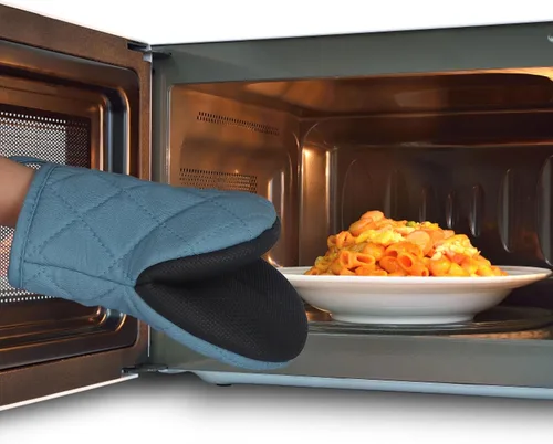 Miniatura 7 de Guantes cortos para horno, resistentes al calor, 500 °F, guantes de cocina con agarre de silicona, antideslizantes para hornear, parrilla, barbacoa