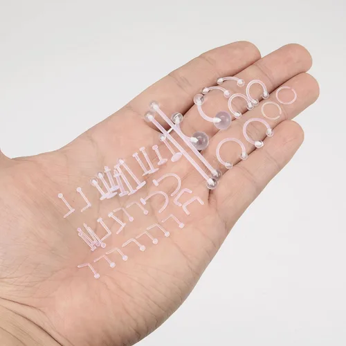 Miniatura 4 de 43 piezas de retenedores de piercing de nariz transparentes para cirugía, anillos de nariz Bioflex, septum, cartílago, rook, daith, herradura