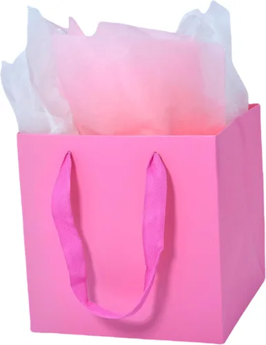 Miniatura 15 de JUNESHE Bolsas de regalo cuadradas pequeñas con papel de seda, color negro, paquete de 2, 5.9 pulgadas Bolsas de papel con asas para cumpleaños