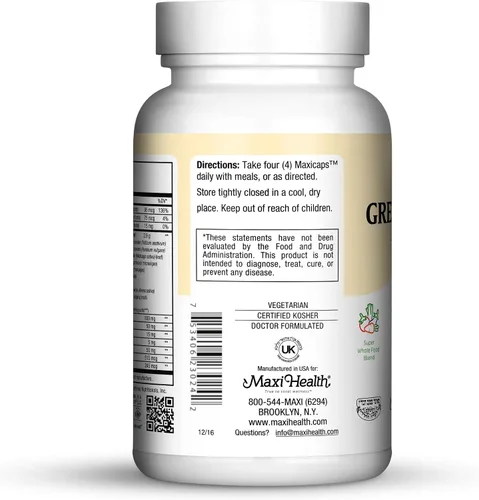 Miniatura 3 de Maxi Health Green Energee Super Whole Food Blend Cápsulas Kosher, 240