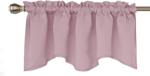 Miniatura 10 de Cenefas Deconovo festoneadas para cortinas pequeñas para oscurecimiento con barra de cortina sólida