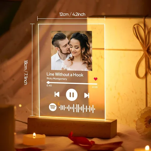 Miniatura 5 de VEELU Placa personalizada de Spotify Canción acrílica personalizada con foto Regalos de San Valentín para ella Canción favorita y regalos