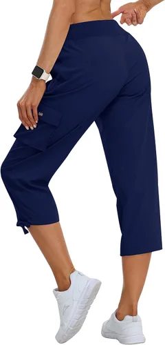 Miniatura 3 de MoFiz Pantalones cargo capri de senderismo para mujer, ligeros, de secado rápido, atléticos, viajes, casuales, holgados, cómodos, bonitos bolsillos