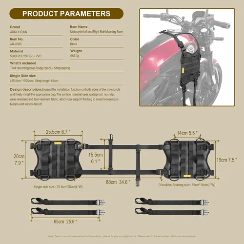 Miniatura 3 de Colgante de montaje auxiliar izquierdo y derecho para tanque de motocicleta, accesorios de motocicleta aumentan el espacio de almacenamiento