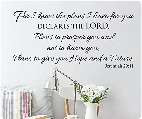 48" for I Know The Plans I Have for You Declares The Lord, Plans to Prosper You and Not to Harm You, Plans to Give You Hope and A Future Jeremías