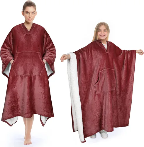 Miniatura 13 de Tirrinia Poncho Blanket Super Soft Comfy Plush Wearable Fleece 2-in-1 Blanket for Adult Women Men Kids