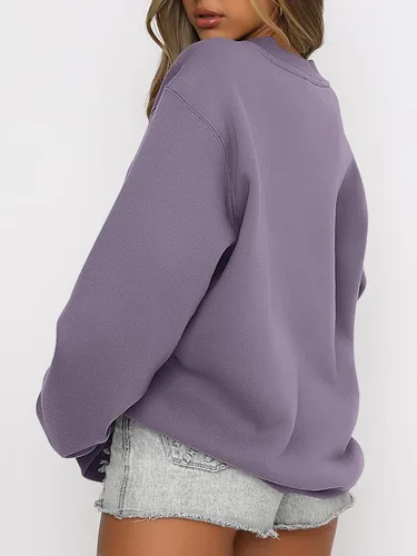 Miniatura 2 de ANRABESS - Sudaderas de vellón de mujer, cuello redondo, de gran tamaño, bonitas, para otoño e invierno, para estudiantes de preparatoria, jóvenes