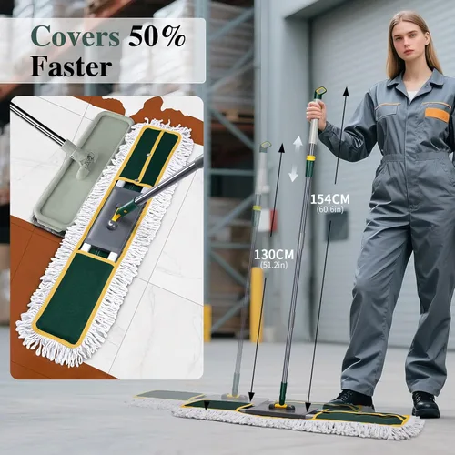 Miniatura 2 de Trapeador Comercial de 36", Masthome Trapeador Industrial de Servicio Pesado para Limpieza de Pisos, Trapeador de Polvo Comercial con 3 Almohadillas