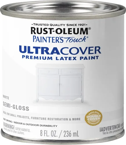 Miniatura 16 de Rust-Oleum Brush On Paint 224430T Painter's Touch - Pintura de látex, cuarto de galón, imprimación blanca plana acrílica, 32 onzas líquidas