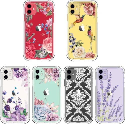 Miniatura 8 de LUXVEER Funda para iPhone 11 con protector de pantalla, elegante diseño floral en TPU suave y transparente, ajuste delgado, funda protectora