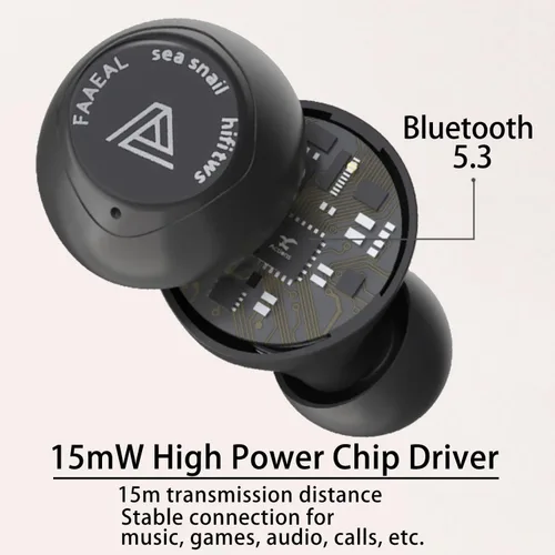 Miniatura 7 de FAAEAL Auriculares inalámbricos Bluetooth 5.3 con estuche de carga inalámbrica, auriculares estéreo impermeables en el oído, micrófono integrado