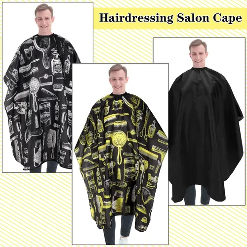 Miniatura 5 de FEBSNOW 3 piezas de capa profesional para barberos para adultos, capa de salón de peluquería para peinado y coloración del cabello, Varios