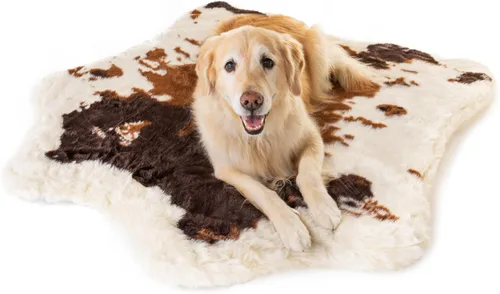 Miniatura 12 de PAW Brands PupRug - Cama ortopédica para perros grandes con piel sintética suave y esponjosa y espuma viscoelástica para aliviar el dolor