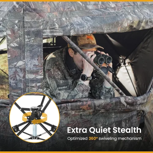 Miniatura 5 de ARROWHEAD OUTDOOR Silla de Caza Giratoria de 360°, Perfecta para Ciegos, Sin Pies que Hundan, Soporta hasta 450lbs, Estuche de Transporte, Marco