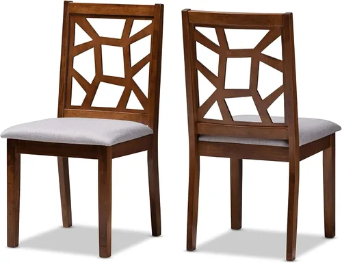 Miniatura 6 de Baxton Studio Abilene - Juego de comedor de 5 piezas con acabado de nogal y tapizado de tela gris