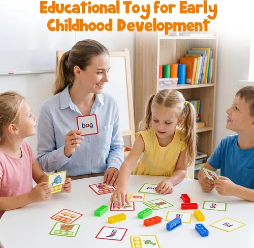 Miniatura 8 de Aizweb Juego de Palabras CVC, Juegos de Fonética Tarjetas Flash para Suministros de Aula de Preescolar Jardín de Infantes, Juguete Manipulativo
