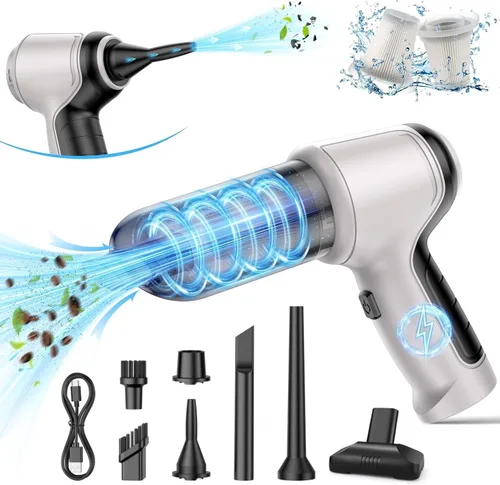 Miniatura 8 de Aspiradora para automóvil, 15000 Pa de mano, recargable, aspiradora húmeda y seca, 120 W de alta potencia para automóvil, mascota, hogar, oficina