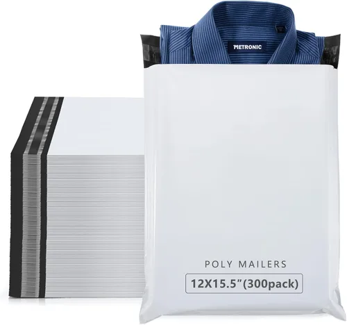Miniatura 12 de Metronic Sobres de polietileno de 14.5 x 19 pulgadas, 100 unidades, bolsas de envío adhesivas fuertes para ropa, sobres de envío impermeables y a