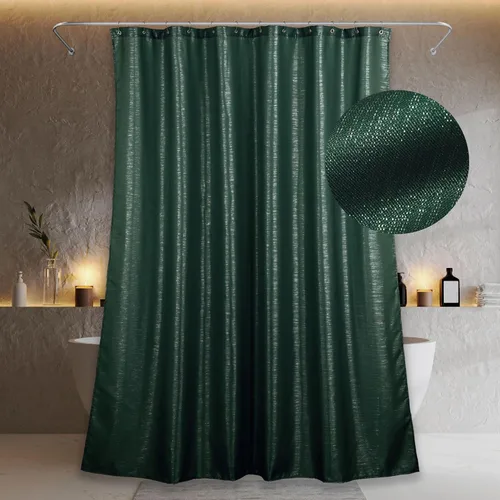 Miniatura 11 de Cortinas de ducha negras para baño: 72 pulgadas, repelente al agua, lavable, estilo lino, cortina de ducha de tela de ducha - Elegante cortina