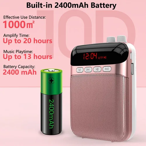Miniatura 3 de Kinizuxi Amplificador de Voz Portátil para Profesores, Amplificador Personal de 2400mAh con Auriculares para Hablar, Sistema PA Recargable