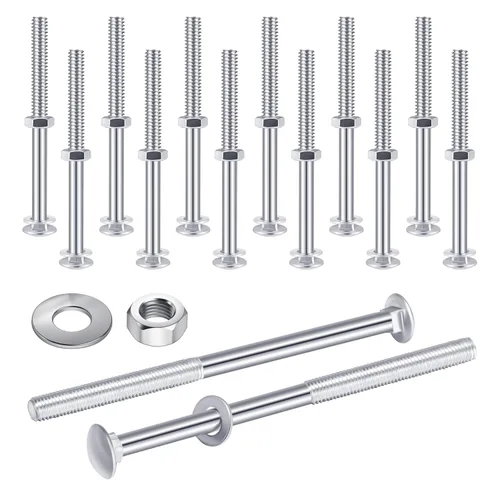 Miniatura 10 de Zonon Juego de 12 pernos de carro de 1/2 x 4 pulgadas, negro galvanizado, incluye arandelas resistentes a la corrosión y tuercas para accesorios