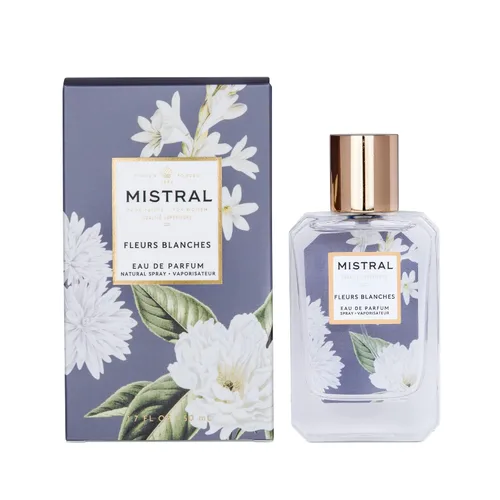 Mistral Fleurs Blanches Eau de Parfum – Fruity Floral Perfume for Women | Jasmine, Gardenia & Orange Blossom Musk, Coconut & Sandalwood |