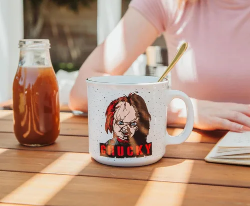 Miniatura 7 de Child's Play Taza de cerámica Chucky Camper Taza de café grande para té, expreso, cacao Capacidad para 20 onzas