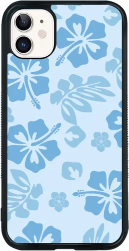 FANXI Funda de teléfono de hibisco azul compatible con iPhone 11 de 6.1 pulgadas, funda protectora a prueba de golpes de TPU con bonita flor azul