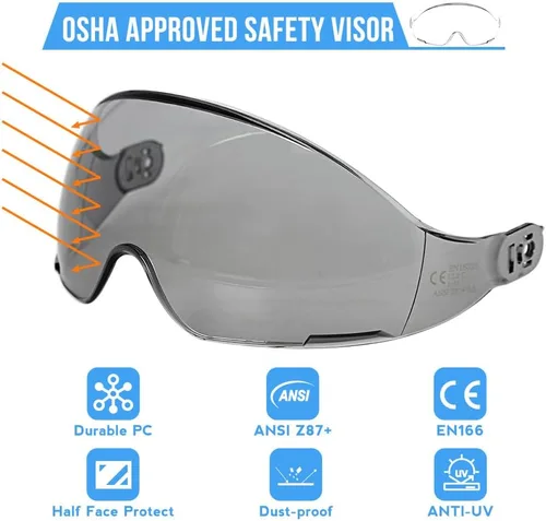 Miniatura 2 de AOLAMEGS Casco de seguridad para casco de protección de casco de protección EN 166 aprobado negro lente parasol protector de ojos bloque polvo y luz