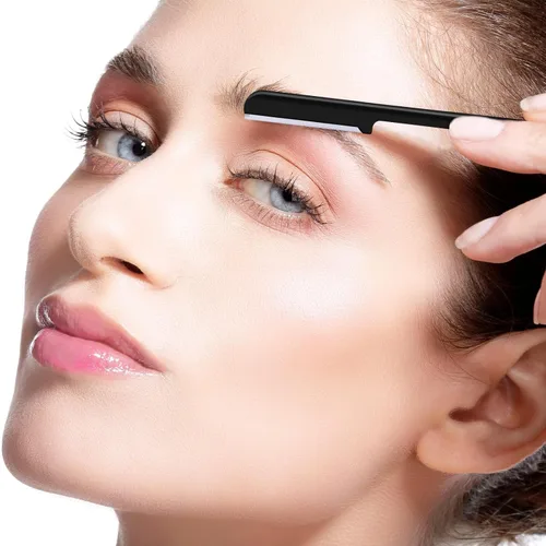 Miniatura 7 de 10 piezas de maquinilla de afeitar de cejas para mujer, afeitadora facial, moldeador de cejas, herramienta de modelado con cubierta (negro)