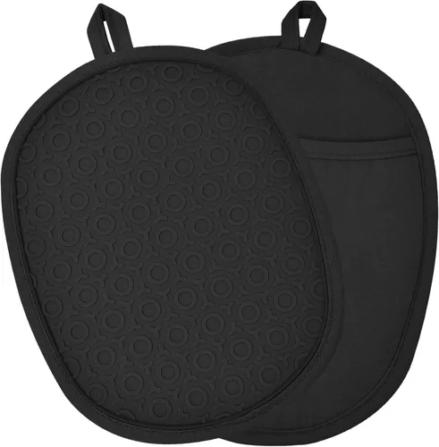 Paquete de 2 soportes de silicona para ollas y guantes de horno para protección contra el calor de la cocina, almohadillas calientes clasificadas
