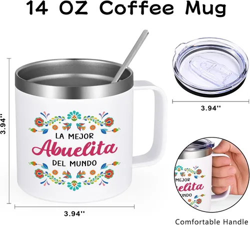 Miniatura 6 de Qtencas Regalos de Abuela, regalos para abuela, La Mejor Abuelita Del Mundo Taza de café aislada de 14 onzas, regalo de Abuelita en español