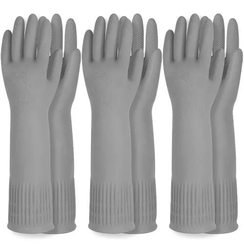Miniatura 24 de DABOGOSA Mamison 2 pares de guantes de goma impermeables reutilizables para limpieza de lavavajillas para el hogar, guantes de cocina