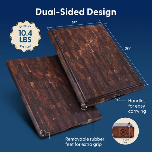 Miniatura 2 de Sonder Los Angeles Welton Tabla de cortar fabricada en Estados Unidos, tabla de cortar de grano final de nogal negro para cocina con pies Welton