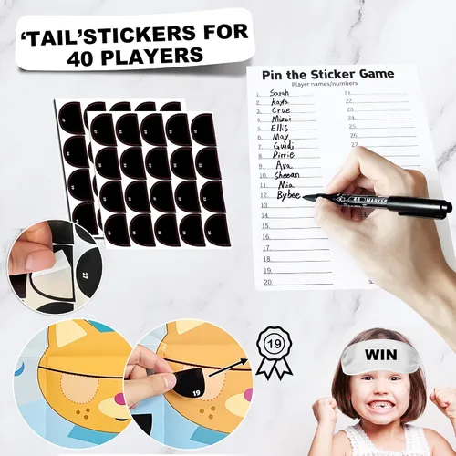 Miniatura 4 de Pin The Tail Games Suministros para fiestas de cumpleaños para niños, pin the patch en juegos de gatos, juegos de fiesta para niños y niñas