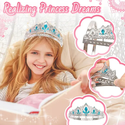 Miniatura 3 de NINAOR Regalos de fiesta de corona de princesa, 16 tiaras de princesa para cumpleaños, accesorios de cosplay de niña, suministros de fiesta
