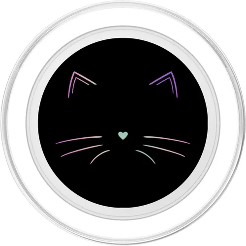 Miniatura 2 de PopSockets MagSafe PopGrip de cara de gato arcoíris negra para iPhone
